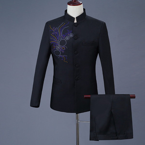 2025 New Stand-up Collar Self-cultivation Tang Chorus Performance Clothing Male Chinese <strong>Tunic</strong> <strong>Men's</strong> Suit - Product Image 2