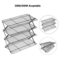 Grille de refroidissement pliable à 4 niveaux pour gâteaux, support métallique empilable pour le séchage du pain et des biscuits, idéal pour la cuisine
