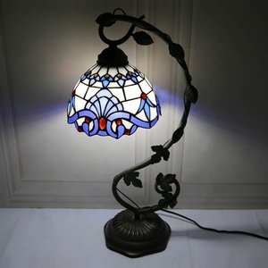 LongHuiJing Stained Glass Dome Lamp Handcrafted 20.3Inch Tall Elegant Tiffany Style Desk Baroque AC E26 - Product Image 5