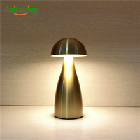 Lámpara de Mesa Inalámbrica con Barra LED Dorada, Recargable, Funciona con Batería, Luces con Control Táctil y Carga USB