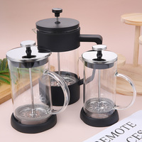 Cafetière à piston en verre borosilicate à double paroi isolée, résistante à la chaleur, écologique, 1 litre, pour café et thé