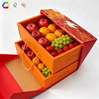 Herstellerbedruckte Starre Klappbare Obst-Geschenkbox Mehrteilige Karton-Obstverpackungsbox mit Tragegriff