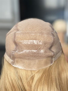 2024 cheveux timides nouveauté sans colle médical blonde perruques pleine dentelle soie Silicone Style droit avec dentelle transparente cheveux humains - Product Image 2