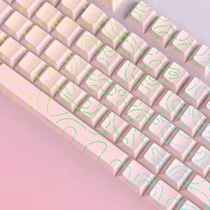 Aflion 97 touches PBT bicolore par sublimation thermique, pour gaming, rose cool, <span class=keywords><strong>contour</strong></span> 4.0, caractères latéraux gravés, luminescent - Product Image 4