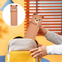 Trousse à crayons en silicone pliable et extensible, style dessin animé, minimaliste et créative, pour étudiants, rangement de fournitures scolaires, support de stylos de bureau en silicone