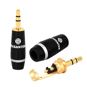 RASANTEK OEM ODM vergoldet 3,5 MM TRS Stereo Stecker Messing 3,5 mm Kopfhörer HIFI 3,5 mm Mono Audio Jack Anschluss