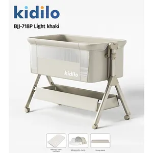 Kidilo Multifunctional Portable <strong>Baby</strong> Crib Metal <strong>Cradle</strong> Removable and Foldable for Newborns &amp; Splicing Into Large Bed - Product Image 4