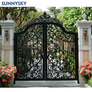 Sunnsyky Garden Gates Automatique <span class=keywords><strong>Fer</strong></span> Forgé Personnalisé Électrique <span class=keywords><strong>Coulissant</strong></span> Allée Porte Conception Extérieur Balançoire Conception Graphique - Product Image 6