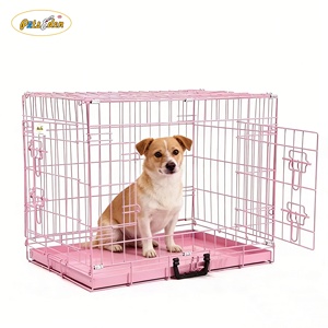 Cage pliable en métal rose pour animaux de compagnie, chenil pour chien, grande cage pour chien - Product Image 1