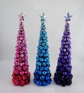 2021 nouvel an cadeau Offres Spéciales d'intérieur Adornos Navidad Amarante bleu violet Jingle Cloches mini en métal Arbre De noël De table