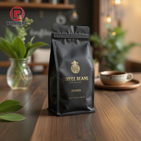 Vente en gros personnalisé imprimé 1 kg 500g sac de café vide à fond plat sac d'emballage en grains de café avec valve et fermeture éclair
