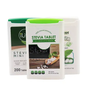 Özel etiketler doğal tatlandırıcılar sıfır kalorili şeker organik % Stevia ekstresi tozu eritritol olmadan Stevia tabletler