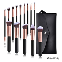 DailyQueen Premium Lot de 14 pinceaux de maquillage synthétiques rose doré comprenant un fond de teint en poudre pour ombres à paupières mascaras échantillon gratuit