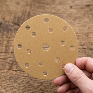 Papier abrasif rond 150 mm jaune, disque de ponçage abrasif avec 15 trous pour le bois, la peinture, le mastic, le plastique, le métal - Product Image 3