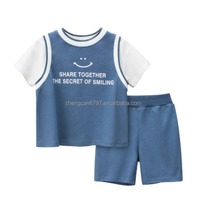 Tenue d'été pour bébé 2023 Coton Polyester Enfants Costume Lettre Short Sleeve Shorts Adolescents Vêtements Pour Garçons - Product Image 2