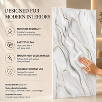 Panel de Pared de PVC UV Alternativo al Mármol Blanco MORLENX, Alto Brillo, Sin Costuras, para Proyectos de Decoración de Interiores