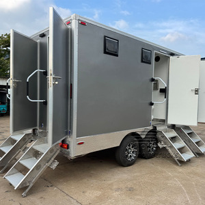 Сертифицированный в Китае VIP-мобильный роскошный 20-футовый контейнерный современный уличный туалет на 4 места, передвижной туалетный прицеп для продажи - Product Image 1