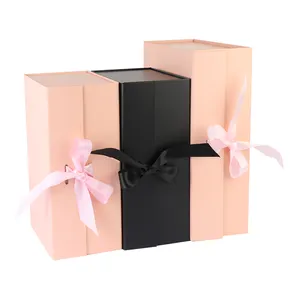 Kotak hadiah bunga mawar hati cetak pabrik kalung cincin pernikahan kotak hadiah kemasan kertas untuk wanita