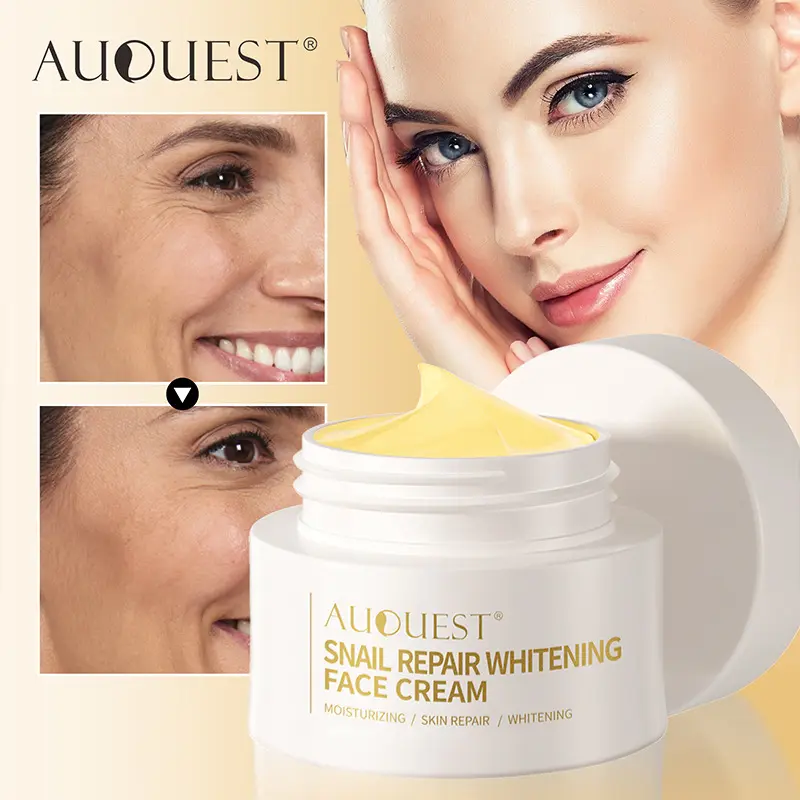 AUQUEST Private Logo Snail Essence Cream Productos coreanos para el cuidado de la piel Crema facial hidratante blanqueadora reparadora