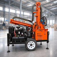 Foreuse rotative diesel portable sur roues FY-260L 22HP avec moteur, boîte de vitesses et pompe pour puits d'eau, équipement de forage de 260m de profondeur