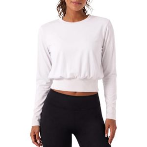 Custom Womens <b>Cropped</b> <b>Long</b> <b>Sleeve</b> Yoga <b>Top</b> Moisture Wicking Active Wear Casual Oversized Fit - Product Image 1