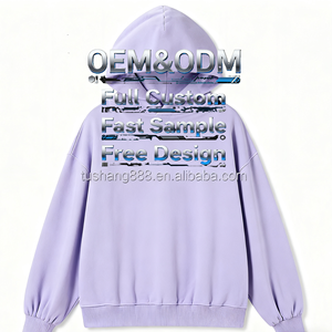 450 GSM Pre thu nhỏ chải cotton hữu cơ tùy chỉnh hoa oải hương trống quá khổ của nam giới Hoodies & áo nỉ - Product Image 2