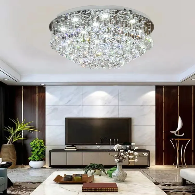 Project wedding house round wholesale indoor living room modern fancy decoration luxury crystal ceiling light