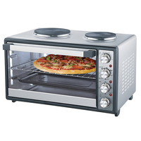 32L Elektrischer Tischkonvektionsofen mit Zwei Kochplatten Pizza-Toaster-Funktionen Einstellbarer Thermostat für den Haushalt