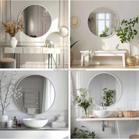 Miroir rond en alliage d'aluminium, grand miroir mural, cadre en métal doré noir, miroir circulaire