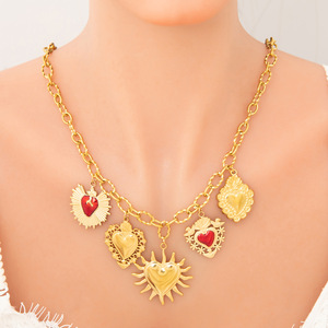 Collar de Perlas Ajustable DIY al por Mayor, Chapado en Oro de 18K, Acero Inoxidable, Cierre <span class=keywords><strong>OT</strong></span> con Colgante de Corazón, Sol y <span class=keywords><strong>Botas</strong></span> para Mujer - Product Image 4