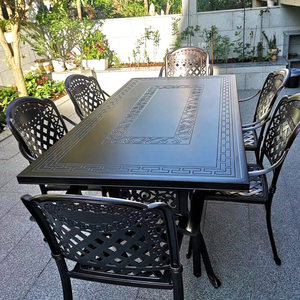 Set di Tavoli e Sedie Portatili in Stile Europeo per Cortile, Balcone e Spazi Aperti - Combinazione di <span class=keywords><strong>Tavolo</strong></span> da Tè e <span class=keywords><strong>Tavolo</strong></span> Lungo in Lega di Alluminio - Product Image 6