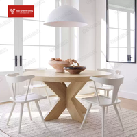 Nordischer Minimalistischer Stil Massivholz Runder Esstisch, Luxuriöses Modellhaus, Villa, Moderner Esstisch