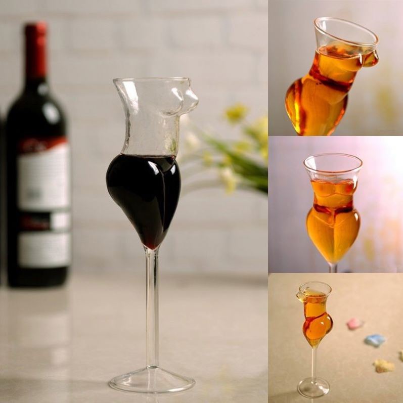 Sexy Wine Goblet Glass - Hand Blown Eco-Friendly Wine Glasses for Parties -  Classic Design, Customizable Colors & Logos