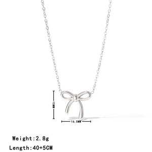 จี้สร้อยคอรูปโบว์ชุบทอง 14k 18k ทำจากสแตนเลส 316L สำหรับผู้หญิง ขายส่ง - Product Image 6
