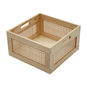Handmade small wood and bamboo storage basket wooden crate set of 4 1 buyer