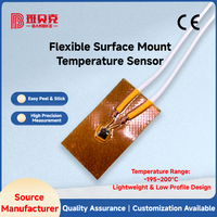 Sonde de température PT100 PT1000 flexible à montage en surface certifiée CE, avec patch adhésif en film polyimide -196~200 ℃   IEC60751 B