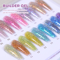 Gel de Construction Pailleté en Gros 50ml, Gel Dur Français Sans Chaleur, Gel Polish de Marque Propre, Gel d'Extension d'Ongles