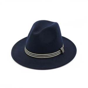 Chapeau Panama classique unisexe X3042 à large bord souple, chapeau en cuir avec taille ajustable, casquettes en laine style jazz pour tenue formelle - Product Image 1