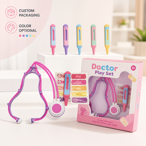 Rosa Kinder-Doktorspielset Medizinisches Spielzeug-Kit mit Stethoskop Thermometer Lehrreiches Rollenspielzeug für Kleinkinder Jungen Mädchen - Product Image 1