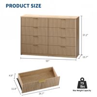Commode Combohome à 8 tiroirs pour chambre à coucher, grande commode à tiroirs cannelés, organisateur de rangement en bois