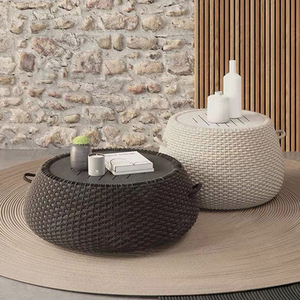 Ensemble de canapés confortables de style nordique moderne pour jardin, villa, complexe hôtelier, plage, en corde tressée durable, avec tables basses - Product Image 3