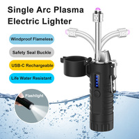 Arc Plasma Briquet Électrique 360 ° Flexible Col de Cygne Télescopique Faire Feu Sans Flamme Cigarette Survie Gear Lampe de Poche Tactique