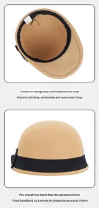 Nuevo Sombrero de Montar para Mujer Otoño-Invierno, Sombrero de Fieltro Retro con Lazo a la Moda - Product Image 6