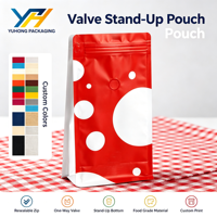 Sacs d'emballage pour grains de café, personnalisés en usine, en plastique et aluminium, à fond plat, avec valve et fermeture éclair