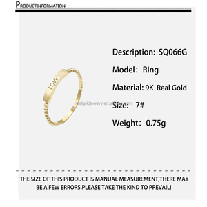 Gran oferta, anillo de oro Real de 9K grabable para niña, regalo para mujer, joyería fina, anillo delicado de oro puro personalizado - Product Image 5