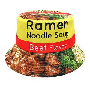 Sombrero de cubo divertido para pies, Ramen Hot Dog Horneado Frijoles Patrón de <span class=keywords><strong>queso</strong></span> Sombrero de cubo Gorra de sol Sombrero de pescador plegable - Product Image 6