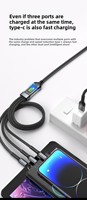 100w 3-en-1 LED affichage câble de charge rapide Usb Type C Micro chargeur câble tressé affichage puissance pour téléphone Android Samsung