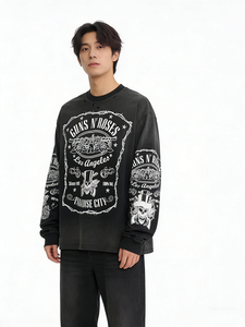 Ropa de Verano para Hombre, Camiseta de Manga Larga con Estampado Artístico, Camiseta de Manga Corta Desgastada con Estampado de Sal - Product Image 1