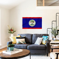 Bandera de Belice 3x5 pies, poliéster de lujo resistente y duradero, para interior/exterior con rayas cosidas y ojales de latón