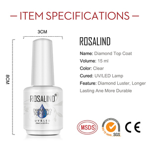 <span class=keywords><strong>Rosalind</strong></span> 15ml sans lingette couche de finition haute brillance brillant tremper longue durée clair diamant couche de finition <span class=keywords><strong>Gel</strong></span> vernis pour Nail Art - Product Image 6